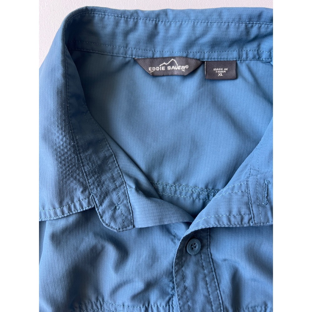 Eddie Bauer Shirt Men XL Performance Hiking Fishing Blue Roll Tab Sleeve Outdoor - Picture 9 of 9